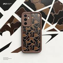1pc [Pure Android Version] Military Green Camouflage Full Screen Personalized Minimalist Retro Brown Niche Workwear Style Embossed European American Party Men Women Couple Creative Innovative, Matte Brown Lens Frame Stepped Design Full Coverage Anti-Drop Soft Shell, [International Version Not Local Version] Suitable For Android/GALAXY/A/S/FE/PLUS/ULTRA/PRO/NOTE/POCO/X/Transsion/HOT/PLAY/SPARK/POP/SMART/RENO/Honor/E/G/Phone Case - Multicolor - View 3