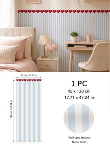 1pc/4pcs Heart Stripe Half Wall Decal, Removable & Peel And Stick Wall Sticker, Suitable For Bedroom, Living Room And Entryway, 4 Colors Available - Heart Pinstripe - View 23
