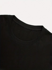 Printed Short-Sleeved T-Shirt With Round Neck, Casual Top For Spring/Summer, Women's Clothing. - 黑色 2 - 查看 3