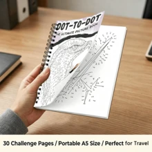 A5 Mystery Connect-The-Dots Coloring Book For Markers, 30-Page Flat-Lay Spiral Bound Notebook, No-Bleed Art Gift For Adults - A5 - View 6