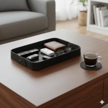 Bandeja Porta Papel A4 Couro Organizador Mesa Escritório – Brilharte - Preto - Visão 7