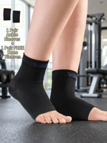 VBOSI 1 Pasang Kaos Kaki Penyangga Pergelangan Kaki Unisex + 1 Pasang Gratis Pelindung Lutut, Desain Ujung Terbuka, Cocok untuk Peregangan, Latihan Kebugaran dan Aktivitas Luar Ruangan - MultiWarna - View 4