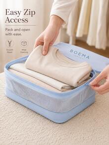 Travel Compression Storage Bag, Breathable Mesh Venting Design, Underwear Socks Clothing Luggage Organizer Storage Bag - Multicolor - View 9
