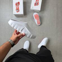 Chinelo NK MIND Sandalia Slide Nuvem Unisex Bolhas Amortecedor Macio e Confortável Envio 24h - Branco - Visão 1