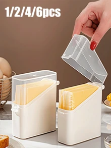 1/2/4/6pcs Cheese Slice Storage Box, Refrigerator Cheese Slice Fresh-Keeping Box With Flip Lid, Butter Packaging Box, Bagged Coffee Box, Refrigerator Small Bag Condiment Storage Box, Household Storage Supplies - Multicolor - View 1