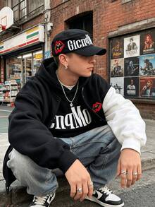 1 buah Topi Hip Hop Unisex Bordir Huruf & Bibir, Topi Baseball Gaya Jalanan dengan Bagian Atas Lembut yang Dapat Diatur, Cocok untuk Pesta Jalanan - Mulut Besar - View 3