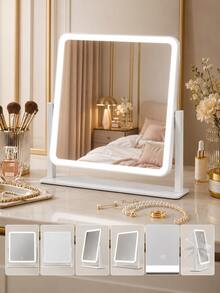 LED Vanity Mirror With Light, Desktop Makeup Mirror, Smart Touch Control, 3-Color Adjustable Light, USB Powered, Suitable For Vanity, Bedroom, Living Room, Bathroom, Home Decor, Best Gift For Women - Multicolor - View 5