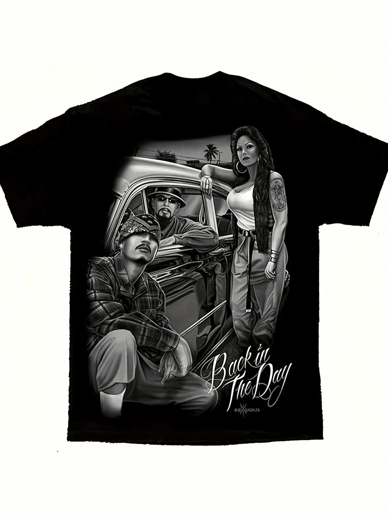 Round-Neck T-Shirt, Men's Retro 70s Low-Profile T-Shirt, Printed With Classic Car And 70s Motifs, For Car Enthusiasts - 黑色 - 查看 9