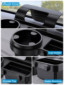 1pc Car Window Cup Holder Storage Rack, Black ABS Material, Window-Mounted Car Interior Accessory, 2 Sizes, Universal Fit For Sedan, SUV, Truck And Road Trip - A - View 8