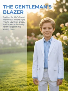 Jaket Jas Formal Putih untuk Anak Laki-laki, Ukuran 6-14 - Putih - View 6