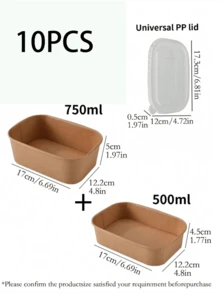 一次性紙製食物儲存容器（1個、5個或10個裝），附透明PP蓋，防塵防蟲，適用於外帶餐點、餐廳外送、戶外野餐、居家廚房、餐飲場地及旅行 - 彩色 - 查看 17