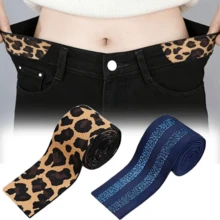 1Pc/2/3/4/5Pcs Waist Extender Tool For Jeans And Skirts - Elastic Waistband Extension Buckle Adjuster, Waist Expander, Suitable For Pants, Skirts, Elastic Waistbands (Leopard Print, Blue) - Multicolor - View 2