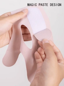 Women's V-Shaped Face Mask Strap - Facial Bandage, Suitable For Home/Sleep/Sports/Yoga And Other Occasions. - Pink - View 4
