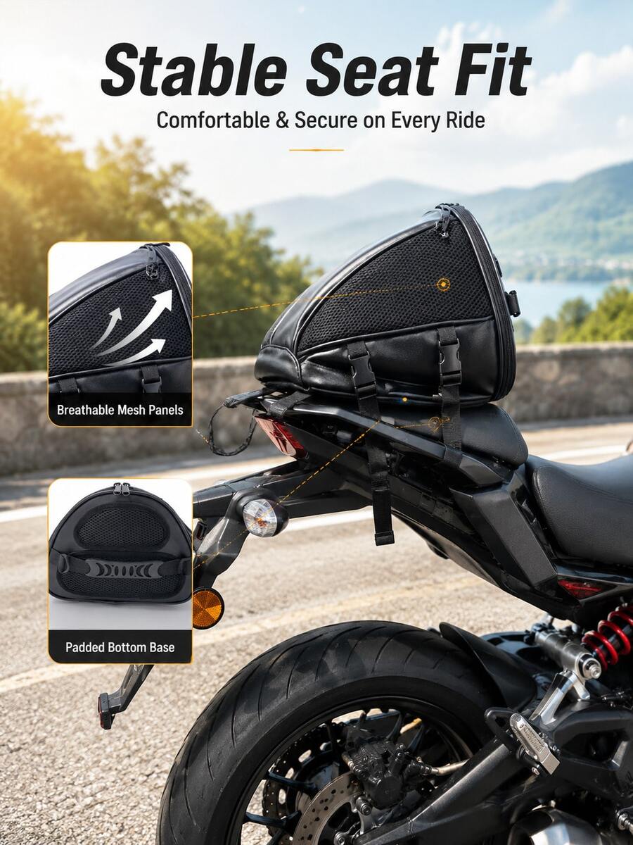 Motorcycle Tail Bag Waterproof Expandable Rear Seat Bag Multi-Function Storage Saddle Bag, Suitable For Riding Travel Touring Commuting, Compatible With Sport Motorcycle Cruiser Motorcycle Storage Accessories