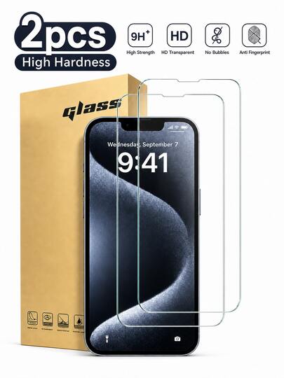 CASECOPS 2Pcs Full Screen Tempered Glass Screen Protector, High Definition Transparent, Sensitive Touch, Anti-Crack, Anti-Scratch, Anti-Fingerprint, No Bubbles, Easy To Install, Compatible With IPhone 17/16/15/14/13/12/11 All Series, Strong Protection, Ultra-Durable, High-Quality Cell Phone Accessories, Suitable For Daily, Office And Home Use