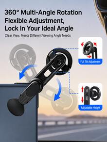 Car Center Console Magnetic Phone Holder, 360° Rotating Adjustable Arm Closed-Loop Magnetic Phone Mount, Strong Suction Non-Obstructing Screen Side Clip Phone Holder, Universal Fit For Tesla Large Screen Vehicles GPS Navigation Mount - A - View 5