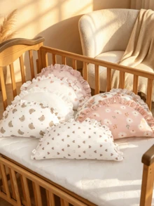 1pc Cute Ruffled Baby Pillow, Soft Comfortable Anti-Flat Head Neck Support Pillow, All-Season Children's Pillow - Multicolor - View 1