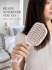 Sisir Wanita Portabel dengan Bantalan Pembersih, Dapat Dilipat, Sisir Bergaris untuk Wanita, Cocok untuk Semua Jenis Rambut, untuk Perjalanan/Perjalanan Bisnis/Penggunaan di Kantor - MultiWarna - View 7