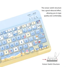超薄可充電藍牙鍵盤 便攜緊湊無線鍵盤 (150mAh) 相容於 Galaxy Tab 平板電腦 Android Windows 智慧型手機 手機 iOS，聖誕禮物 / 聖誕禮物 / 2026年新年 - 淺藍色 - 查看 5