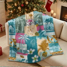1PC Flannel Blanket, Summer Blanket, Bed Blanket , Blankets For Camping, Blanket For Beach, Throw Blanket, Multi-Use Blanket Soft , Cooling Blanket - Botanical Style - View 7