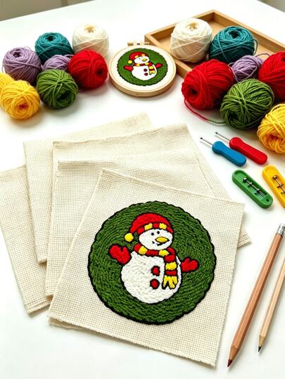 Apricot Color Bound Edge Thin Punch Needle Embroidery Fabric, Size 24*24cm, Available In 6-Piece And 10-Piece Sets. Dedicated Punch Needle Embroidery DIY Fabric, Suitable For Making Hanging Decorations, Table Mats And Decorative Ornaments, Compatible With Home Decor, Parent-Child Handmade Crafts, And Can Also Be Made Into Holiday Handmade Gifts