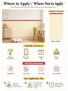 1pc/4pcs Heart Stripe Half Wall Decal, Removable & Peel And Stick Wall Sticker, Suitable For Bedroom, Living Room And Entryway, 4 Colors Available - Heart Pinstripe - View 11