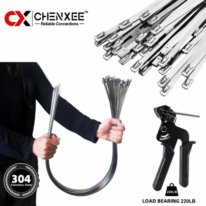 CHENXEE Pengikat Kabel Logam Baja Tahan Karat 304 Pengikat Kabel Tugas Berat dan Alat Pengikat Kabel 47,2"/39,4"/31,5"/23,6"/19,7"/15,7"/11,8"/7,9" Pengikat Kabel Pengunci Otomatis Serbaguna Panjang 1200mm/1000mm/800mm/600mm/500mm/400mm/300mm/200mm Cocok Untuk Mesin, Kendaraan, Pertanian, Pipa, Atap, Kabel dan Pengikatan dan Penanganan Dalam/Luar Ruangan