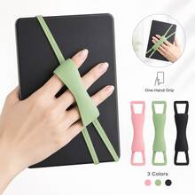 1pc/2pcs Silicone Tablet Hand Strap, Elastic Anti-Slip Tablet Grip Holder, Cross-Fixed Hand Support Strap, Portable Tablet Stand Accessory For One-Hand Holding, Bed Reading, Watching Videos, Study And Video Calls - Multicolor - View 2