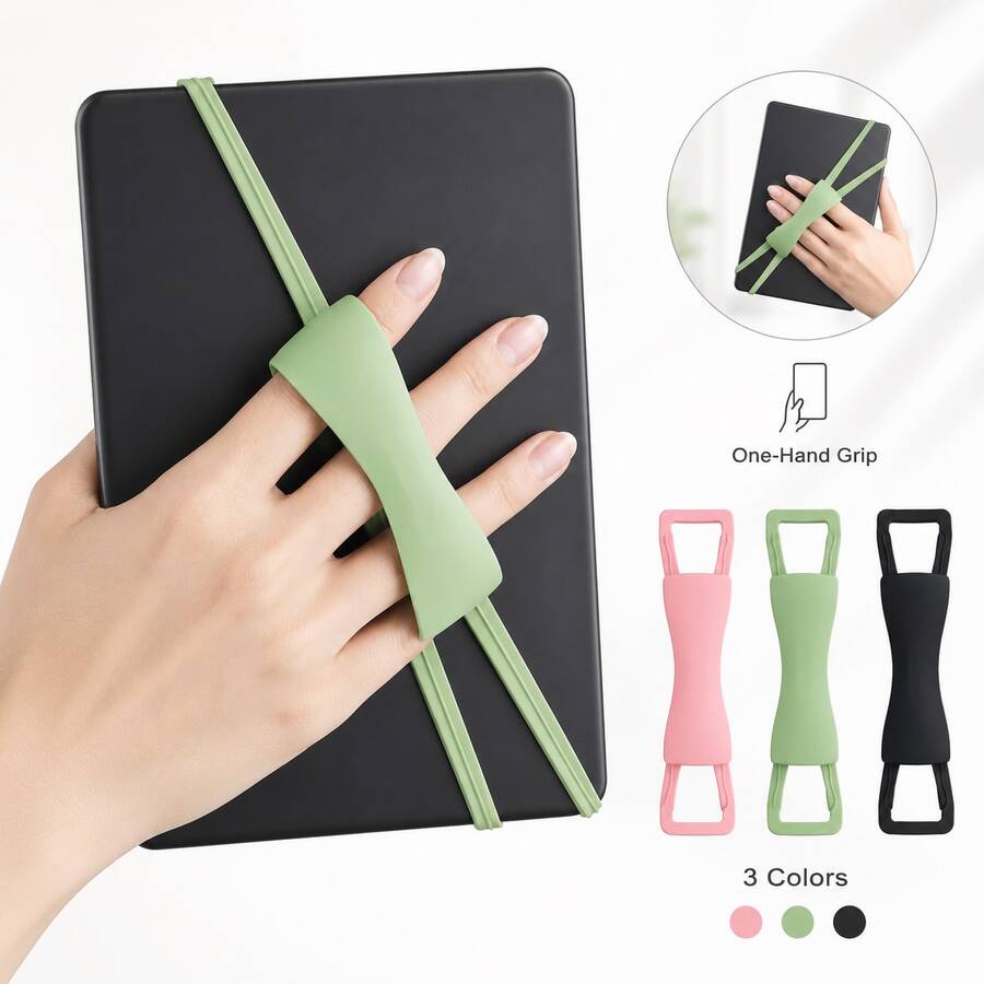 1pc/2pcs Silicone Tablet Hand Strap, Elastic Anti-Slip Tablet Grip Holder, Cross-Fixed Hand Support Strap, Portable Tablet Stand Accessory For One-Hand Holding, Bed Reading, Watching Videos, Study And Video Calls