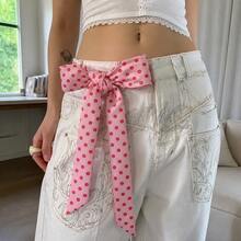 Y2K Sweet Pink Polka Dot Necktie Smooth Fabric Preppy Style JK Uniform Decorative Tie For Women Dress Outfit Accessory - Multicolor - View 5