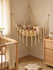 1pc Decorative Plush Doll Storage Corner Hanging Net Hammock, Mesh Hammock Fabric Storage Rack With Hooks, Suitable For Bedroom, Plush Doll Storage Hammock Net - Plush Doll Corner Decorative Hammock Net - Hanging Plush Doll Storage Rack, Large Room Decor, Bohemian Style Plush Doll Net Or Large Hammock - Multicolor - View 8