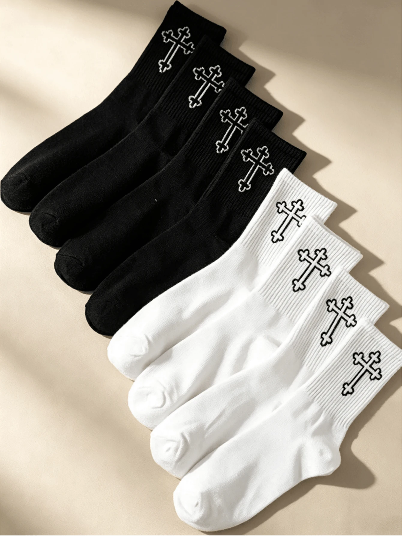 1/5/10/20 Pairs Men's Mid-Calf Socks, Business Casual, Comfortable, Moisture-Wicking, Breathable, Solid Color, Neutral - Multicolor - View 1