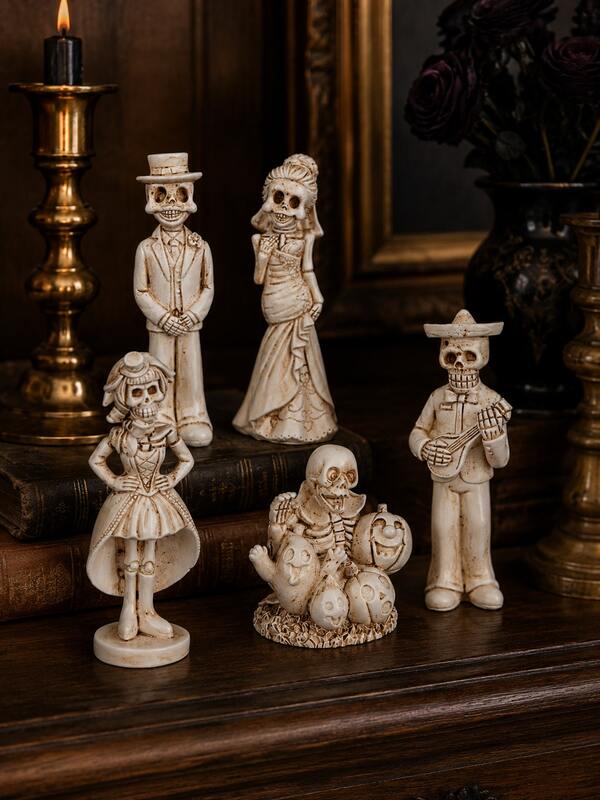 Patung Tengkorak Resin Halloween, Figur Tengkorak Vintage, Hiasan Meja Gaya Gotik, Hiasan Perapian Musim Gugur Gaya Rumah Pertanian, Hiasan Tengah Meja Pesta, Ornamen Meja Dalam dan Luar Ruangan, Dekorasi Hadiah Liburan Musim Gugur Halloween, Dekorasi Gotik, Hari Orang Mati, Ornamen Resin