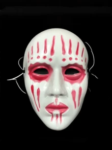 Halloween Scary Full Face Mask, Cosplay Horror Ghost Face Prop, Red & White Blood Tears Makeup Party Accessory, Spooky Skull Terrifying Costume - One Size Fits All - View 5