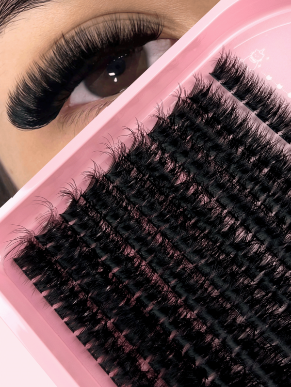 200pcs Bulu Mata Cluster 80D D Curl 8mm-16mm Campuran Panjang Russian Dense Fluffy Handmade Mink Eyelash Cluster Ciptakan Efek Makeup Dramatis