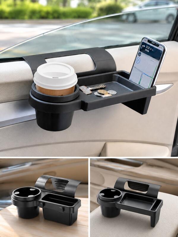 1 pièce Support de rangement pour porte-gobelet de fenêtre de voiture, matériau ABS noir, accessoire intérieur de voiture monté sur la fenêtre, 2 tailles, convient universellement pour berline, SUV, camion et voyage en voiture