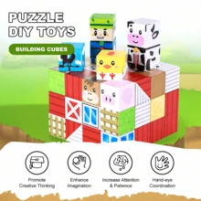 54/108pcs Magnetic Building Blocks Set - Farm Animals & Farmer Theme STEM Learning Toy, DIY Magnetic Cube Blocks, Creative Construction Educational Toy For Kids, Perfect Gift For Christmas, Birthday, Easter - Multicolor - View 7