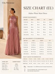 Dusty Rose Metallic Plissé Halter Maxi Dress - 重量 - 查看 11