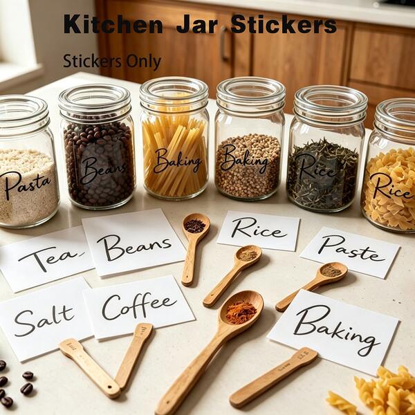 Decal Only 8Pcs Kitchen Organization Canister Jar Labels Stickers Decals Tea Coffee Sugar Baking Salt Rice Reaturant Decor