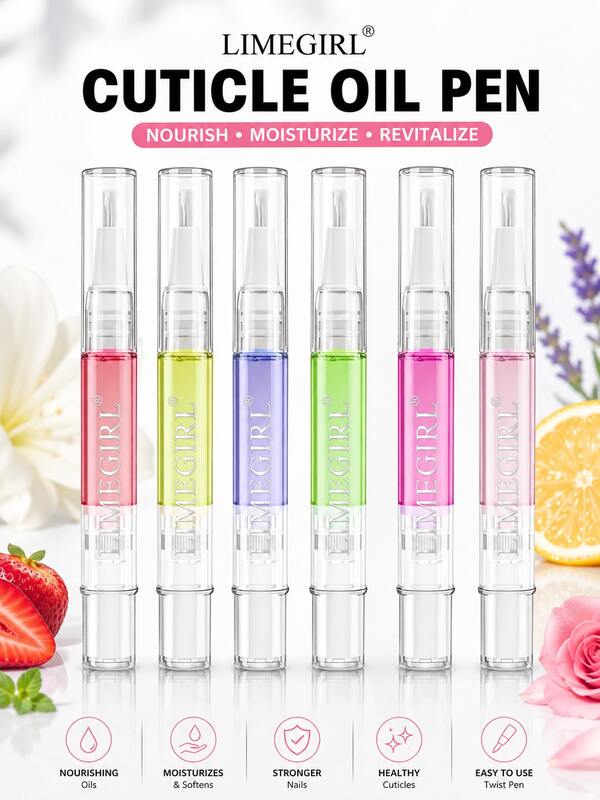 LIMEGIRL Revitalizing Cuticle Oil Pen, Minyak Kutikula yang Cepat Meresap & Melembapkan, Perawatan untuk Kutikula Kering, Minyak Kuku Portabel 5ml, 6 Aroma