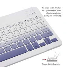 超薄可充電藍牙鍵盤 便攜緊湊無線鍵盤 (150mAh) 相容於 Galaxy Tab 平板電腦 Android Windows 智慧型手機 手機 iOS，聖誕禮物 / 聖誕禮物 / 2026年新年 - 白紫漸變色 - 查看 4