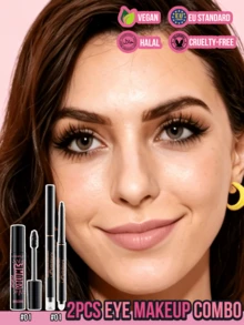 MISSLYN-1pc Black Volumizing Mascara & Cream Eyeliner Set, High Pigment Smooth Cream Texture, No Clumping, Volumizing & Shaping Effect, Long-Lasting Color, Define Lashes, Brand Cosmetics, Suitable For Women And Girls, Back To School Gift, Daily Eye Makeup, Matte - #01 - View 10