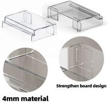 1pc Thickened Transparent Acrylic Computer Monitor Stand With Storage Space, Raised Desk Organizer, Laptop Storage Rack, Free Shortcut Key Stickers - Single Piece - View 4