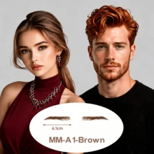 1 Pair 100% Human Hair Handmade Crochet Breathable Lace Base Natural Realistic Lightweight Invisible Reusable False Eyebrows, Suitable For Men And Women - Multicolor - View 20