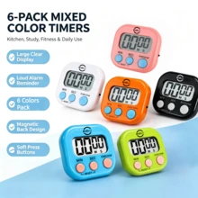 1PC/2pcs/6PCS/8PCS Multifunctional Electronic Timer, Precise Countdown Reminder, Baking Cooking Study Efficiency Tool, Say Goodbye To Chaos, Accurate Electronic Timer, Kitchen Baking, Study Work, Sports Fitness, Essential Time Management Tool For Multiple Scenarios - 2 Items - View 24