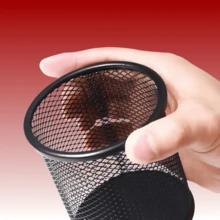 New Luxury Minimalist Office Desk Metal Pen Holder, Simple Iron Mesh Pen Cup, Student Stationery Metal Mesh Iron Art Desktop Storage Bucket - Pen Holder - View 4
