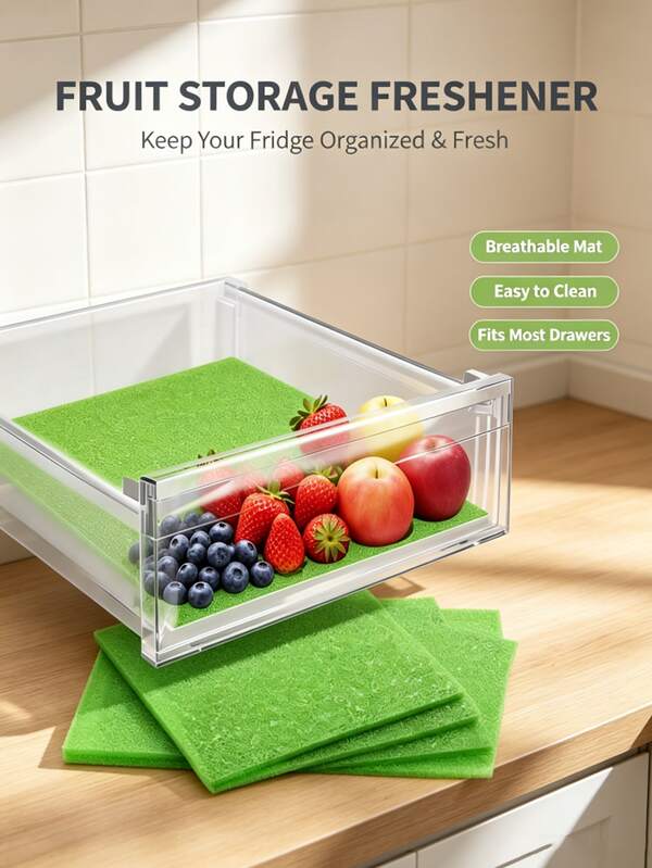 10/6/3pcs Fruit Vegetable Fresh-Keeping PU Mats, Reusable Moisture-Proof Anti-Slip Washable Fridge Drawer Liners, Multi-Scene Space Saving Pads For Kitchen, Table, Shoe Cabinet, Practical DIY Valentine's Day Gift