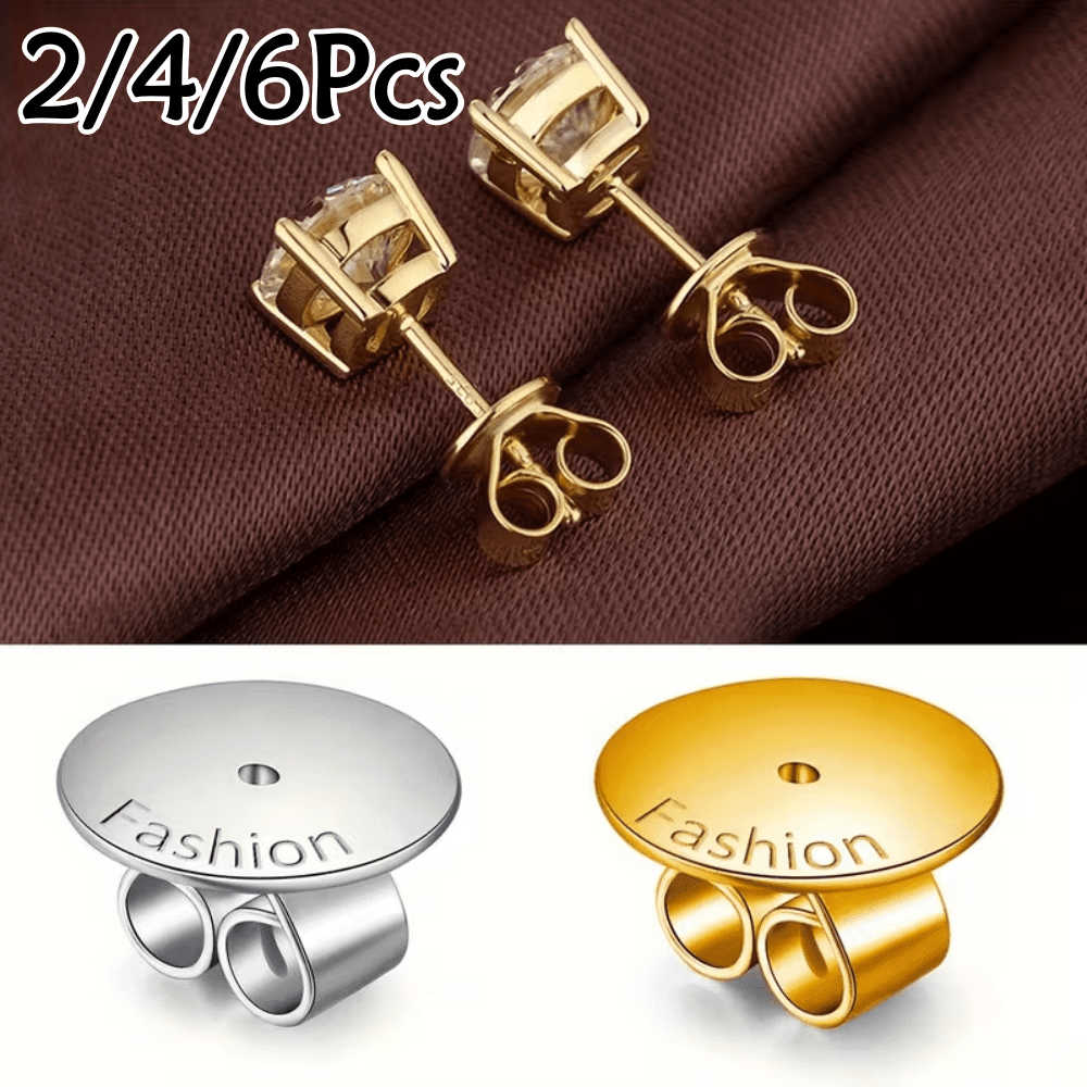 2/4/6Pcs Round Smooth Earring Backs, Non-Slip Ear Plugs, Anti-Sag Earring Post Fixers Replacement Parts, Earring Backs