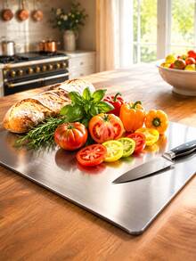 High-Quality Stainless Steel Cutting Board - Double-Sided Design - Easy To Clean - Corrosion-Resistant Material, Suitable For Indoor And Outdoor Use - Essential Kitchen Tool For Home, Restaurant, Camping, Picnic, Easter And Holidays - Multicolor - View 3