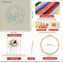 成人初學者刺繡套件,趣味貓咪圖案,含布料、逐步教學指南、繡框、針與線,適合感恩節/聖誕節送禮,居家、花園或辦公室裝飾,20x20cm/7.9in - A - 查看 10
